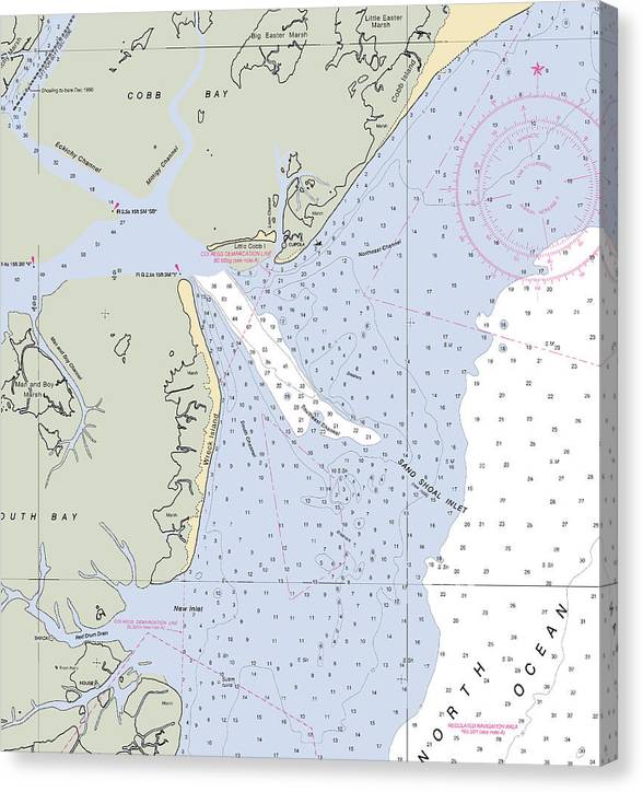 Sand Shoal Inlet-Virginia Nautical Chart Canvas Print