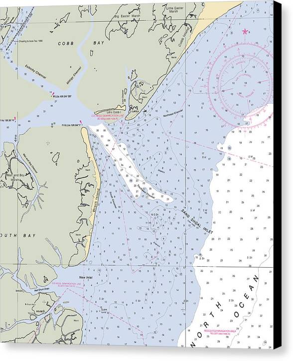 Sand Shoal Inlet-virginia Nautical Chart - Canvas Print