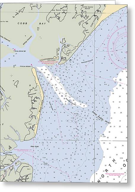 Sand Shoal Inlet-virginia Nautical Chart - Greeting Card