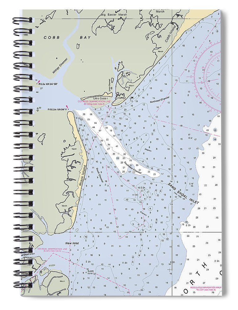 Sand Shoal Inlet Virginia Nautical Chart Spiral Notebook