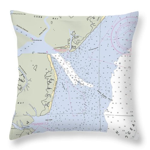 Sand Shoal Inlet-virginia Nautical Chart - Throw Pillow