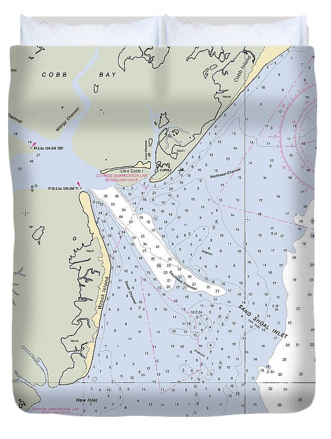 Sand Shoal Inlet-virginia Nautical Chart - Duvet Cover