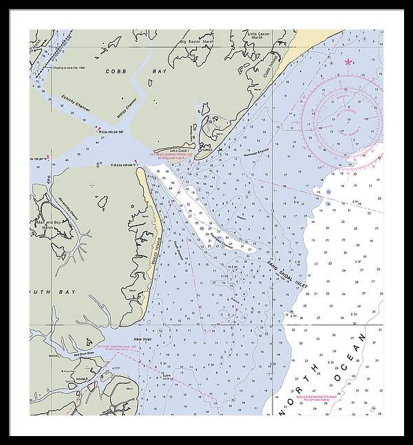 Sand Shoal Inlet-virginia Nautical Chart - Framed Print