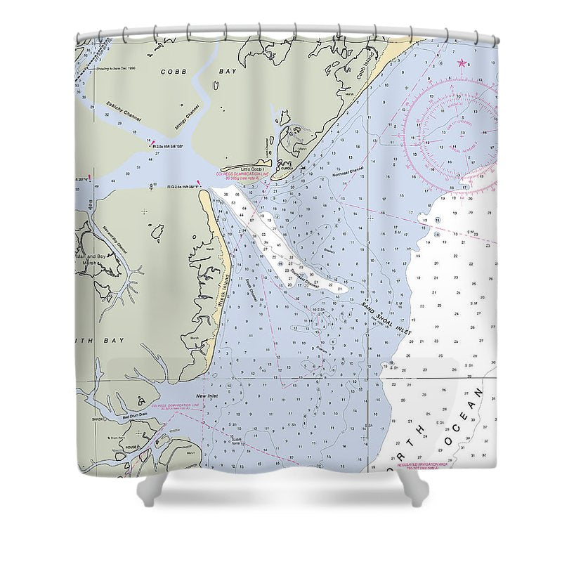 Sand Shoal Inlet Virginia Nautical Chart Shower Curtain