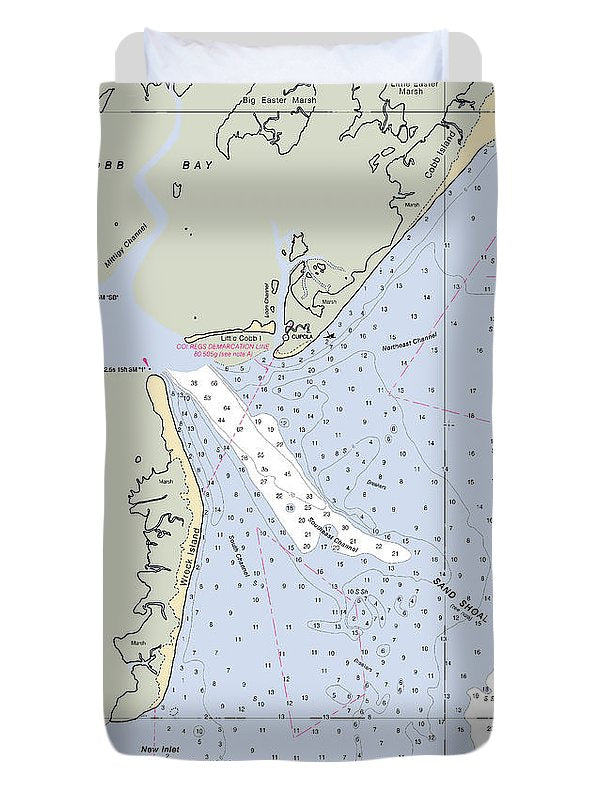 Sand Shoal Inlet-virginia Nautical Chart - Duvet Cover