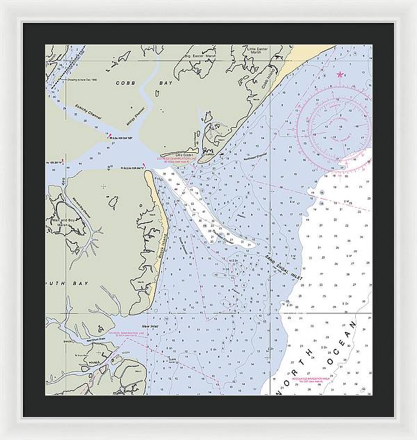 Sand Shoal Inlet-virginia Nautical Chart - Framed Print