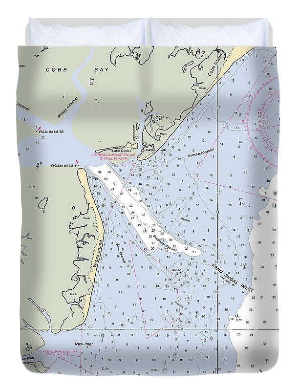 Sand Shoal Inlet-virginia Nautical Chart - Duvet Cover