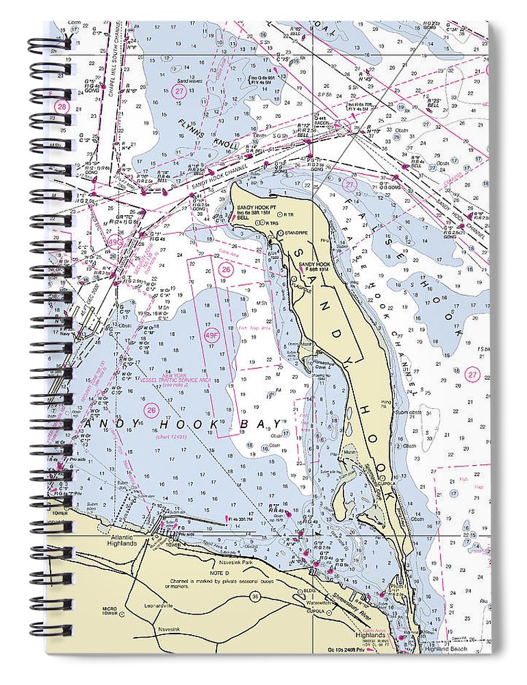 Sandy Hook New Jersey Nautical Chart Spiral Notebook