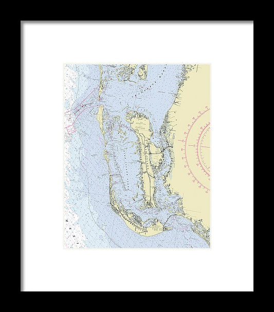 Sanibel Florida Nautical Chart - Framed Print