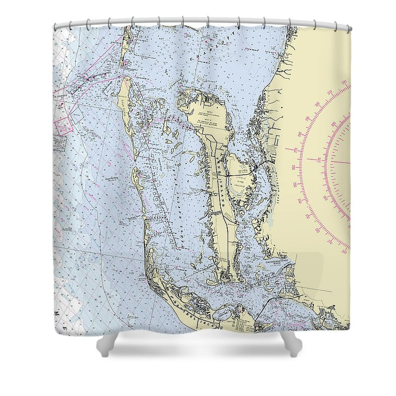 Sanibel Florida Nautical Chart Shower Curtain