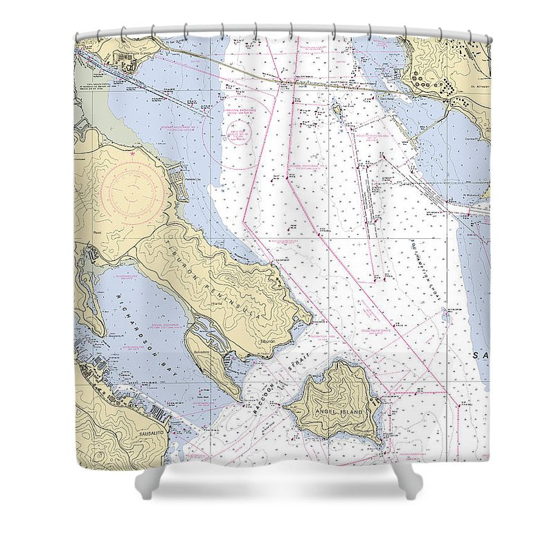 Sant Monica Bay  California Nautical Chart _V6 Shower Curtain