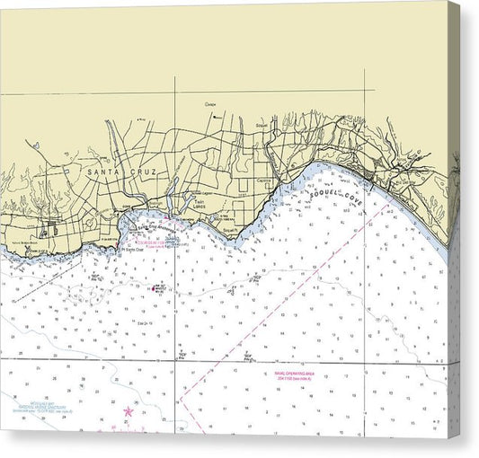 Santa Cruz California Nautical Chart Canvas Print