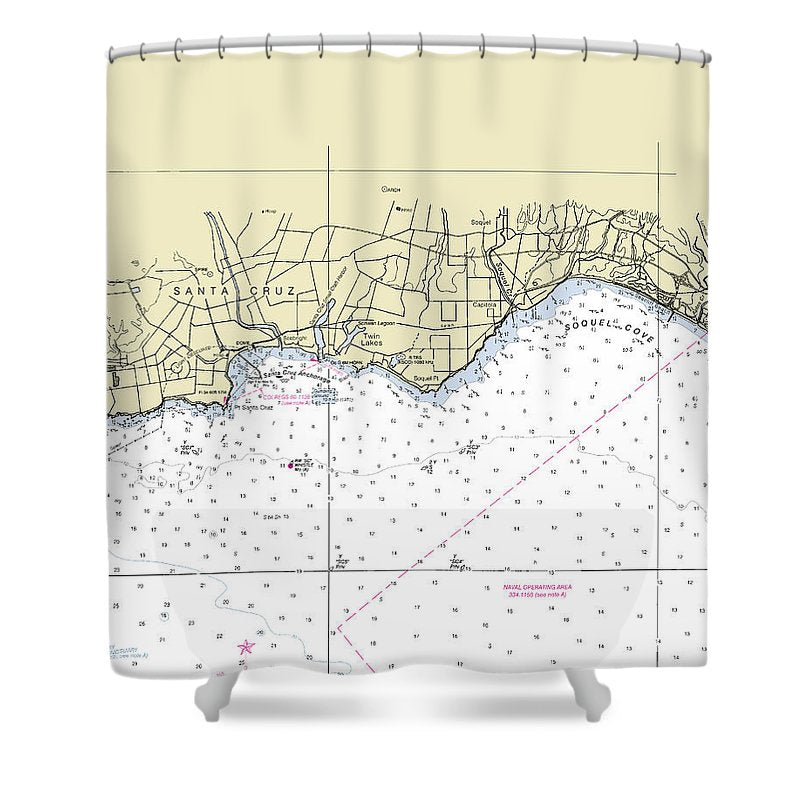 Santa Cruz California Nautical Chart Shower Curtain