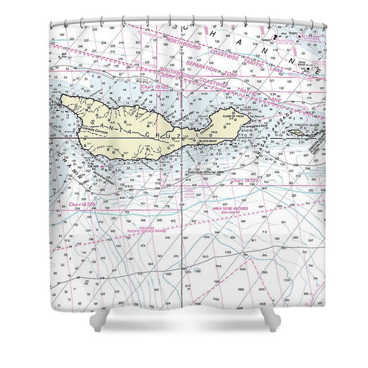 Santa Cruz Island California Nautical Chart Shower Curtain