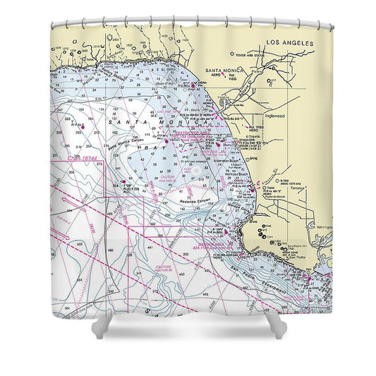 Santa Monica Bay California Nautical Chart Shower Curtain