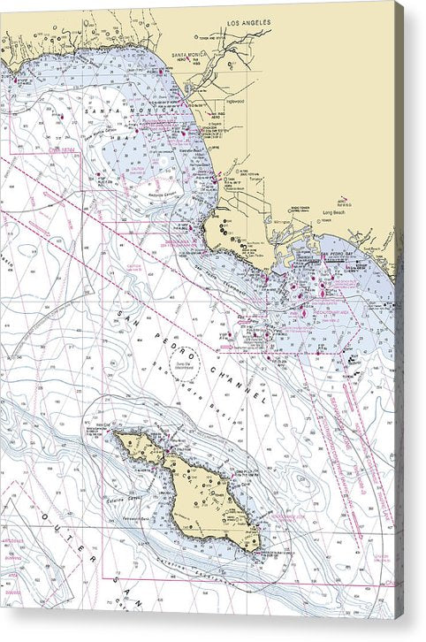 Santa-Monica-Catalina -California Nautical Chart _V6  Acrylic Print