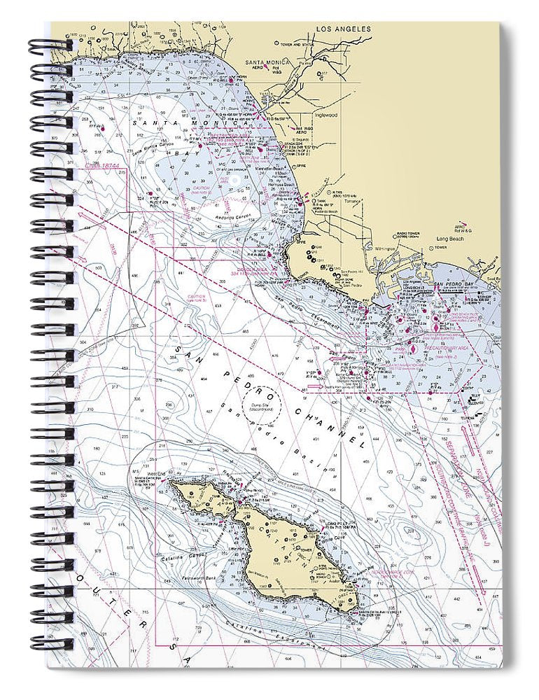 Santa Monica Catalina  California Nautical Chart _V6 Spiral Notebook