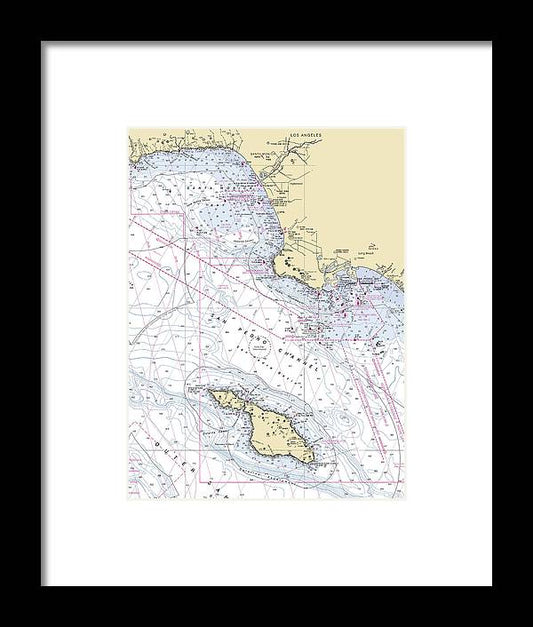 Santa-monica-catalina -california Nautical Chart _v6 - Framed Print