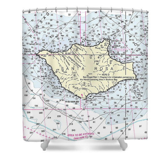 Santa Rosa Island California Nautical Chart Shower Curtain