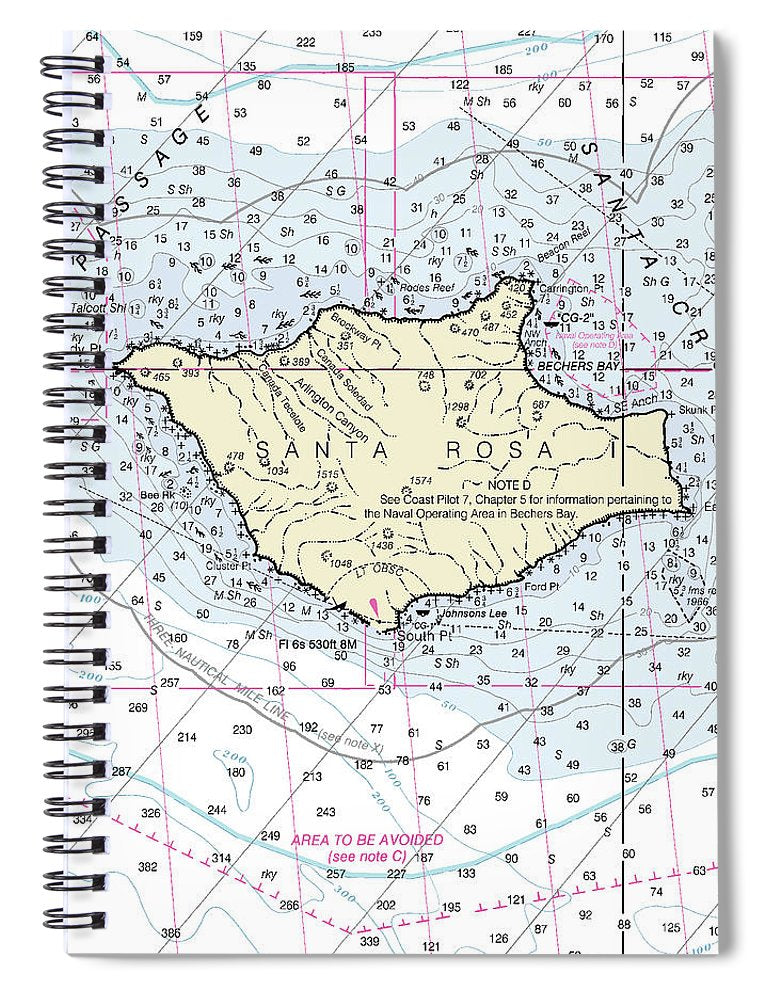 Santa Rosa Island California Nautical Chart Spiral Notebook