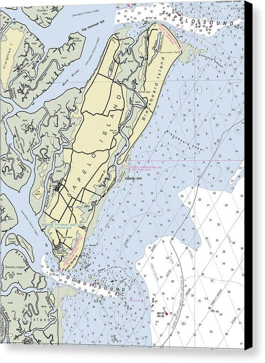 Sapelo Island Georgia Nautical Chart - Canvas Print
