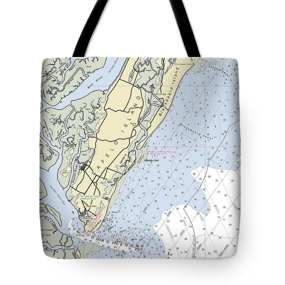 Sapelo Island Georgia Nautical Chart - Tote Bag