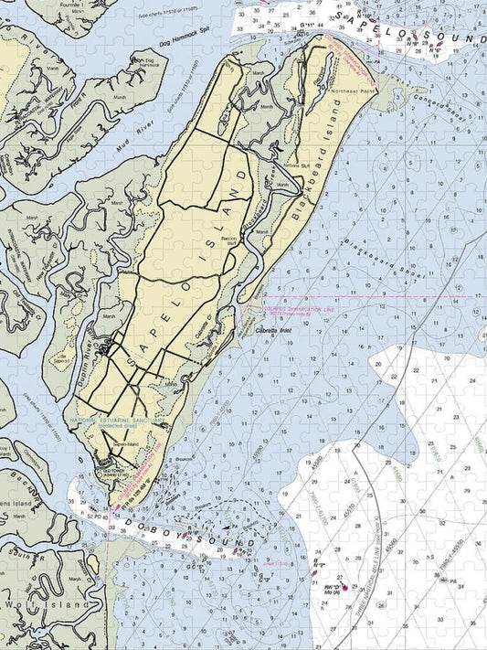Sapelo Island Georgia Nautical Chart Puzzle