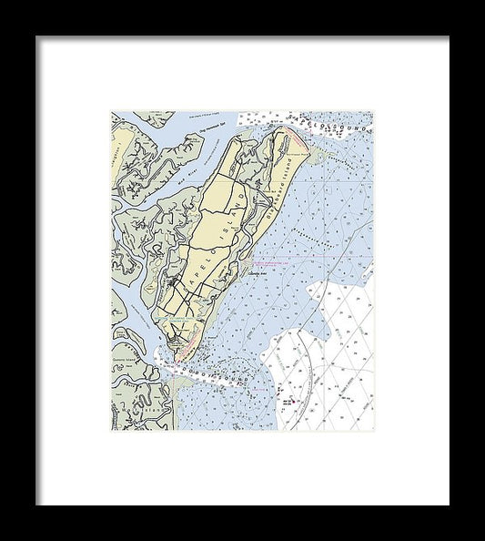 Sapelo Island Georgia Nautical Chart - Framed Print