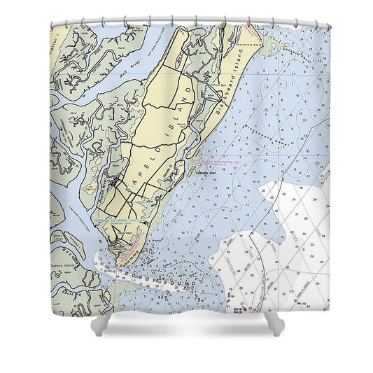 Sapelo Island Georgia Nautical Chart Shower Curtain