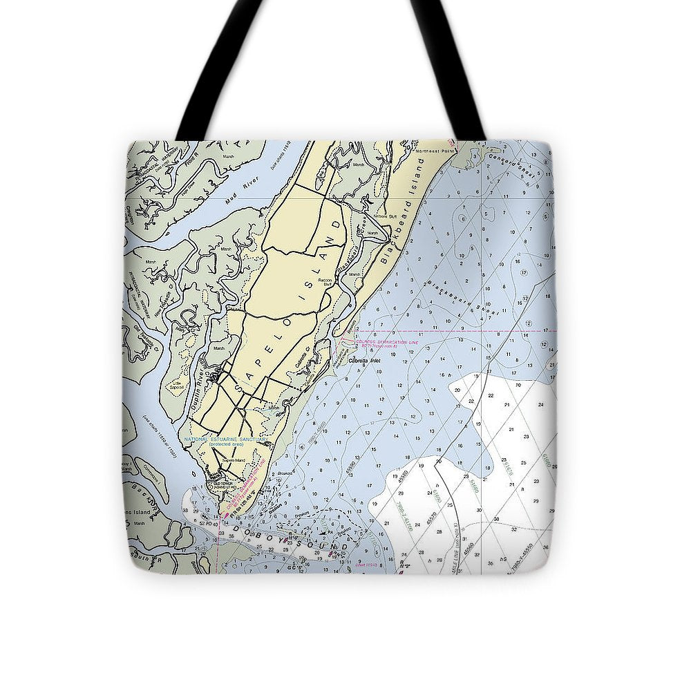 Sapelo Island Georgia Nautical Chart - Tote Bag