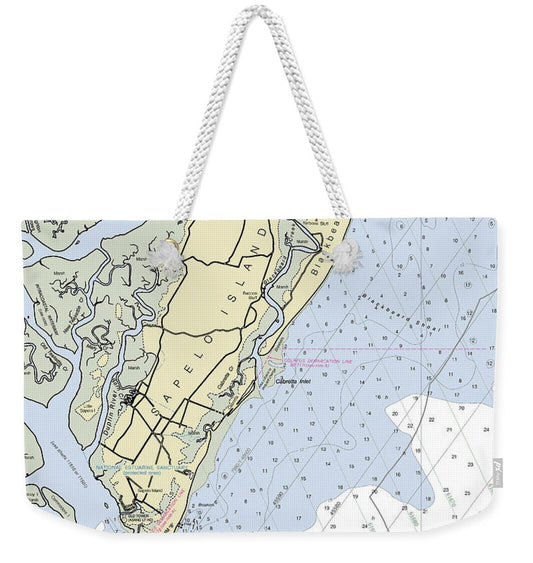 Sapelo Island Georgia Nautical Chart - Weekender Tote Bag