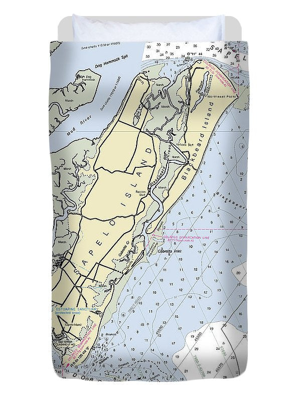 Sapelo Island Georgia Nautical Chart - Duvet Cover