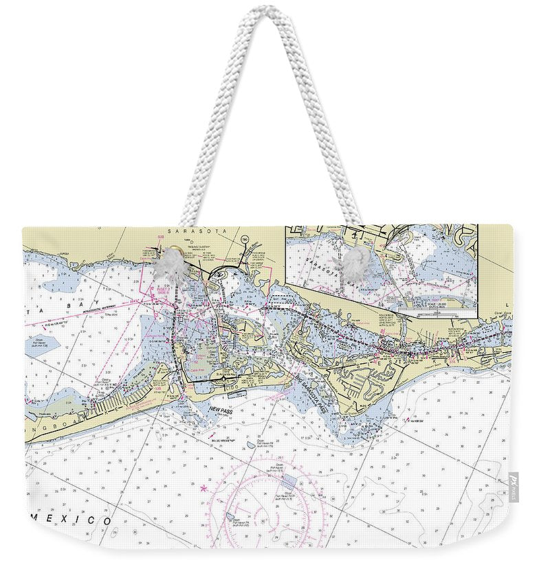 Sarasota Florida Nautical Chart - Weekender Tote Bag