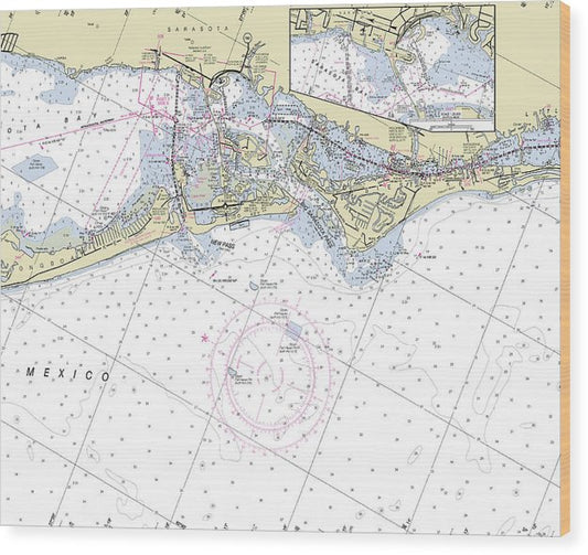 Sarasota Florida Nautical Chart Wood Print