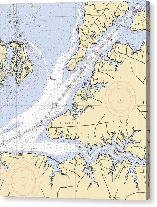 Sassafras River-Maryland Nautical Chart Canvas Print