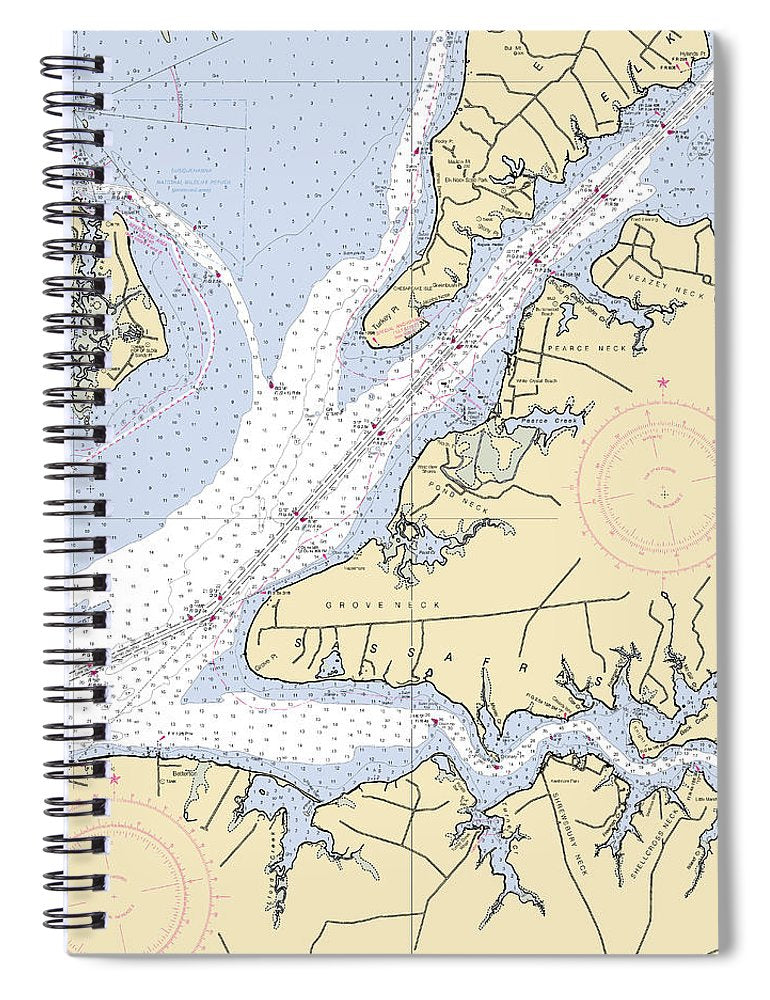 Sassafras River Maryland Nautical Chart Spiral Notebook