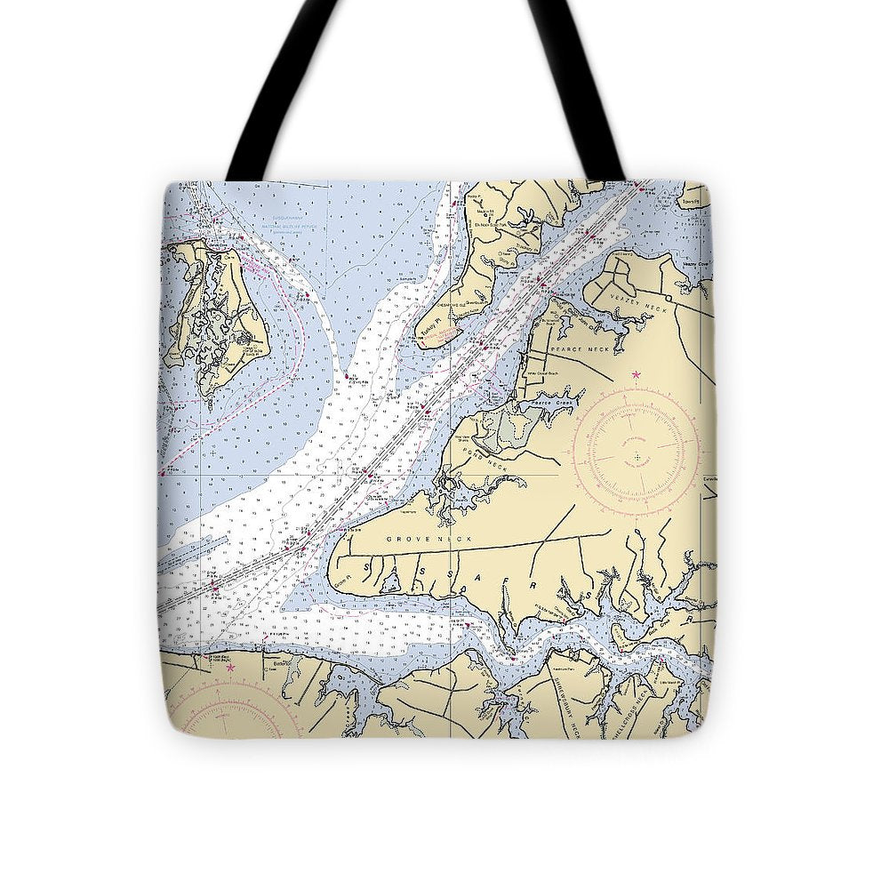 Sassafras River-maryland Nautical Chart - Tote Bag