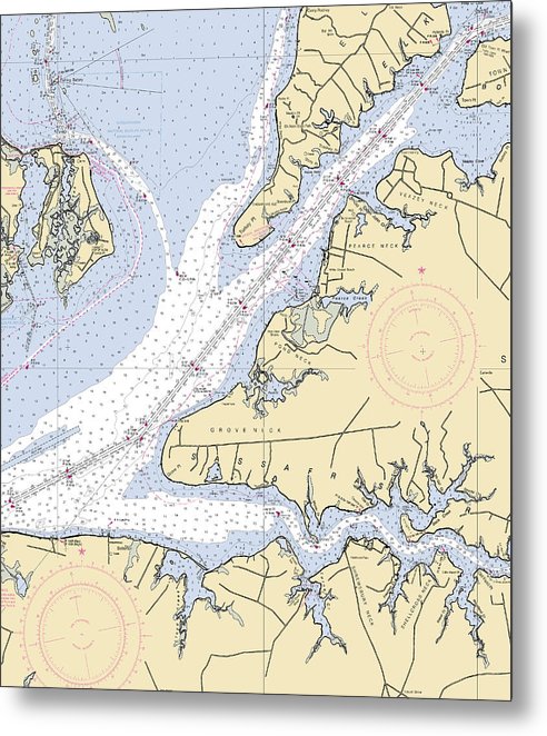 A beuatiful Metal Print of the Sassafras River-Maryland Nautical Chart - Metal Print by SeaKoast.  100% Guarenteed!