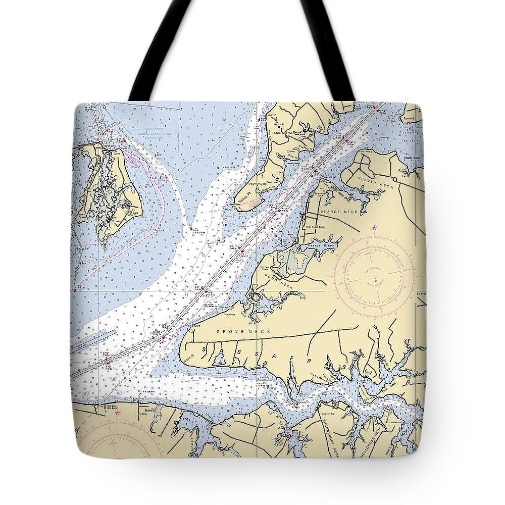 Sassafras River-maryland Nautical Chart - Tote Bag