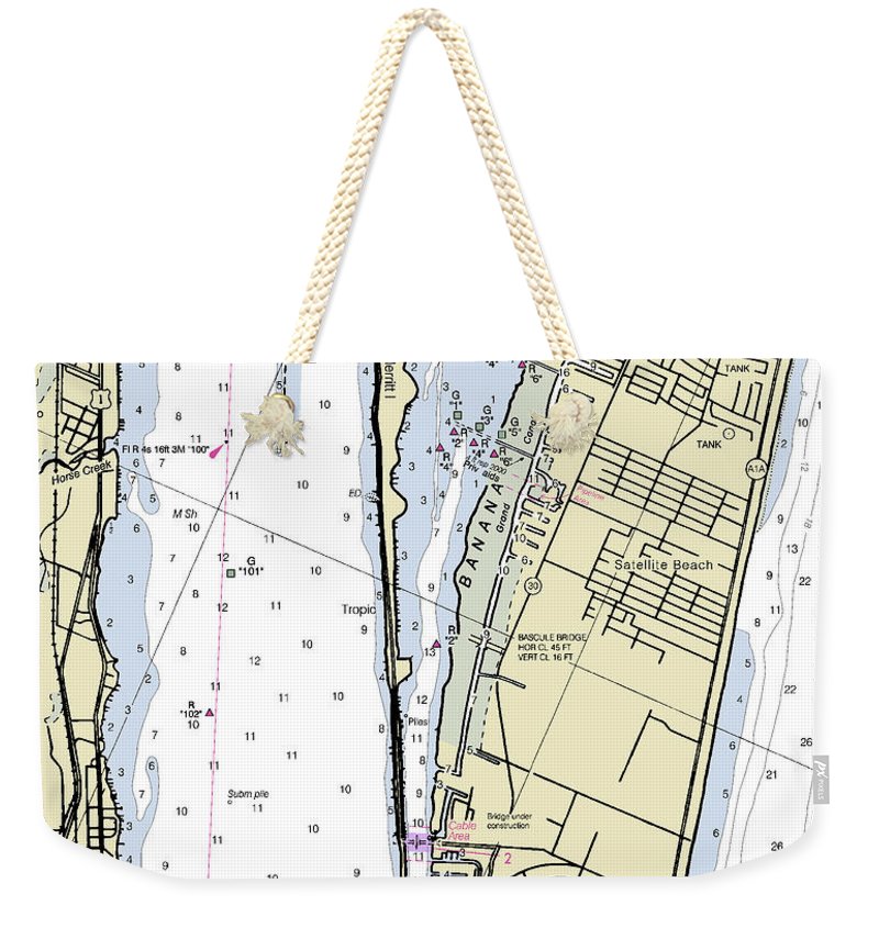 Satellite Beach Florida Nautical Chart - Weekender Tote Bag