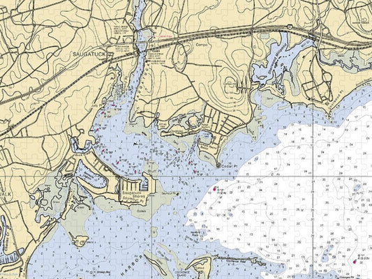 Saugatuck Connecticut Nautical Chart Puzzle