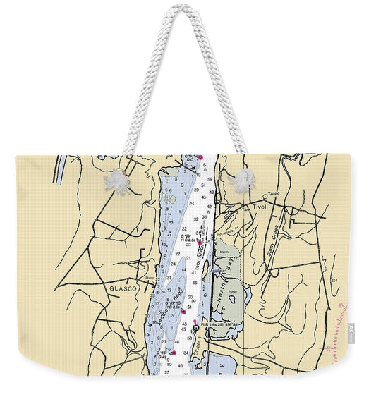 Saugerties-new York Nautical Chart - Weekender Tote Bag