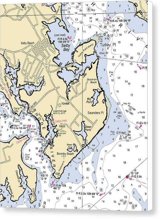 Saunders Point-maryland Nautical Chart - Canvas Print