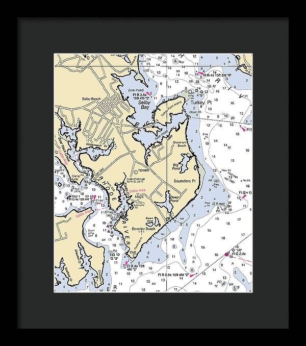 Saunders Point-maryland Nautical Chart - Framed Print