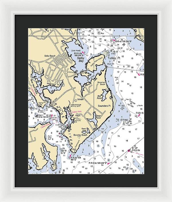 Saunders Point-maryland Nautical Chart - Framed Print