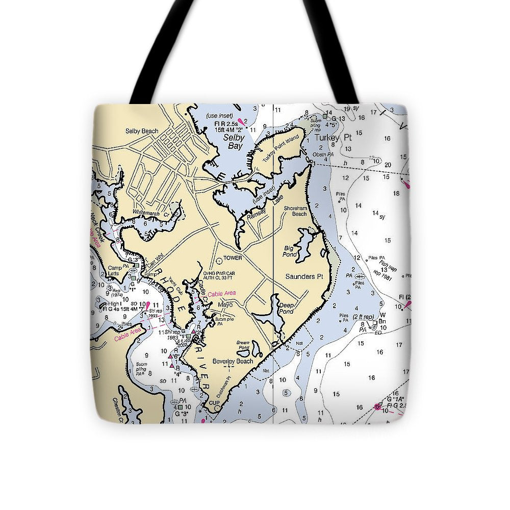 Saunders Point-maryland Nautical Chart - Tote Bag