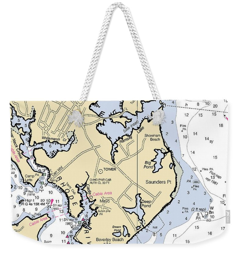 Saunders Point-maryland Nautical Chart - Weekender Tote Bag