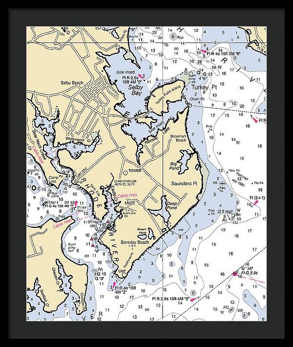 Saunders Point-maryland Nautical Chart - Framed Print