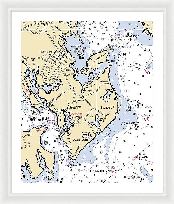 Saunders Point-maryland Nautical Chart - Framed Print