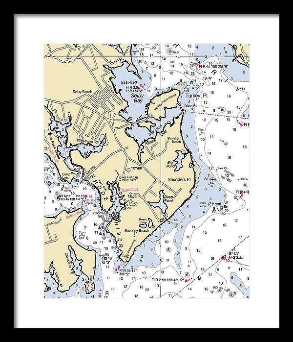 Saunders Point-maryland Nautical Chart - Framed Print